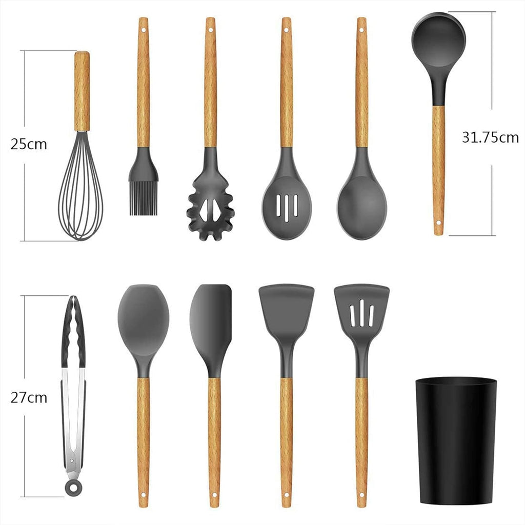 Kitchen Set, 12 Pieces, Silicone Spatulas and Spoons