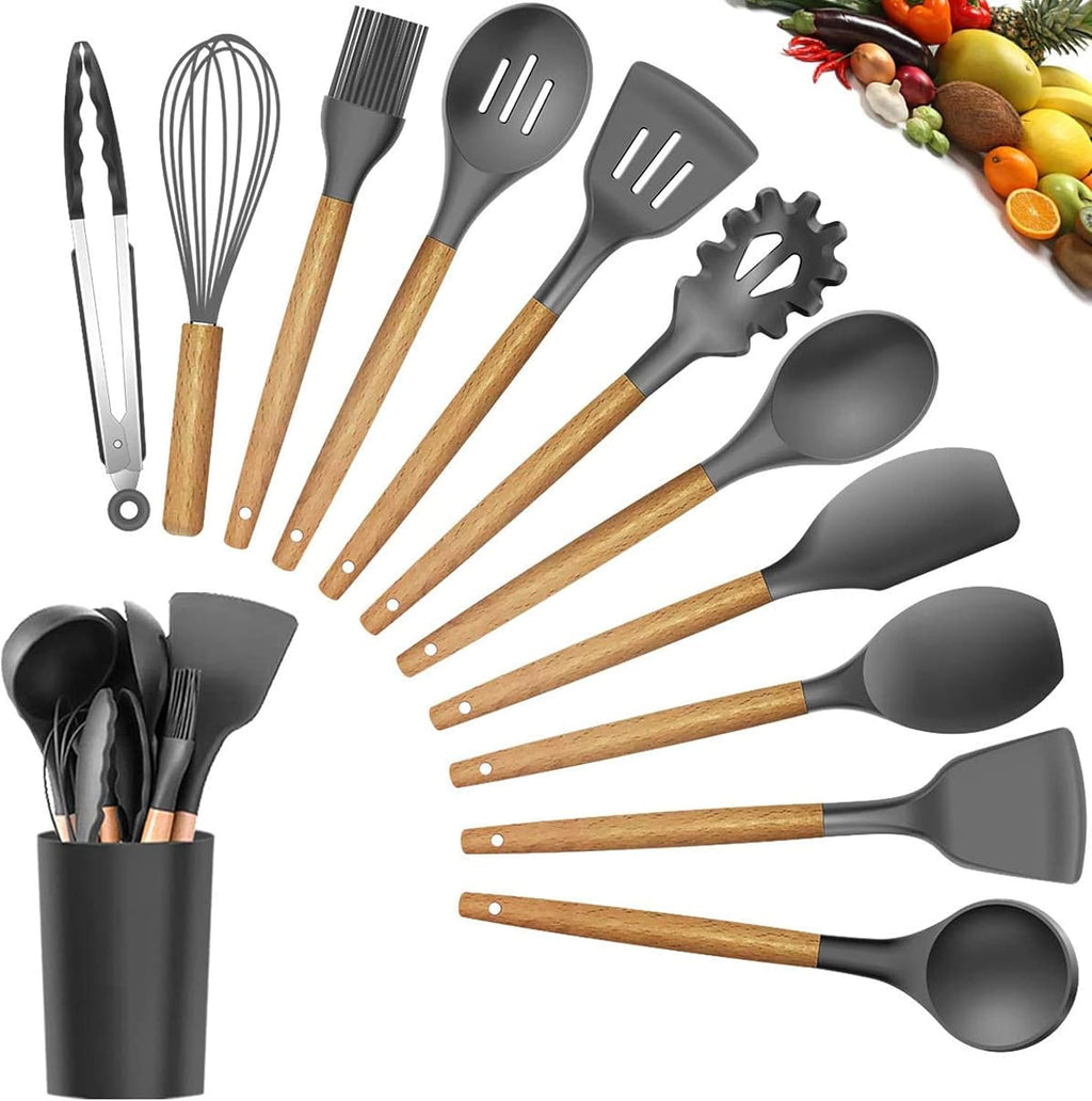 Kitchen Set, 12 Pieces, Silicone Spatulas and Spoons